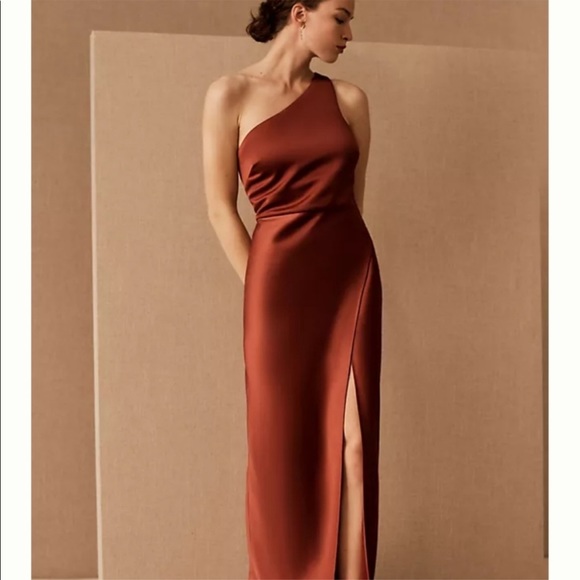 BHLDN Dylan Satin Charmeuse Dress in Cinnamon Size 6 - Picture 2 of 5
